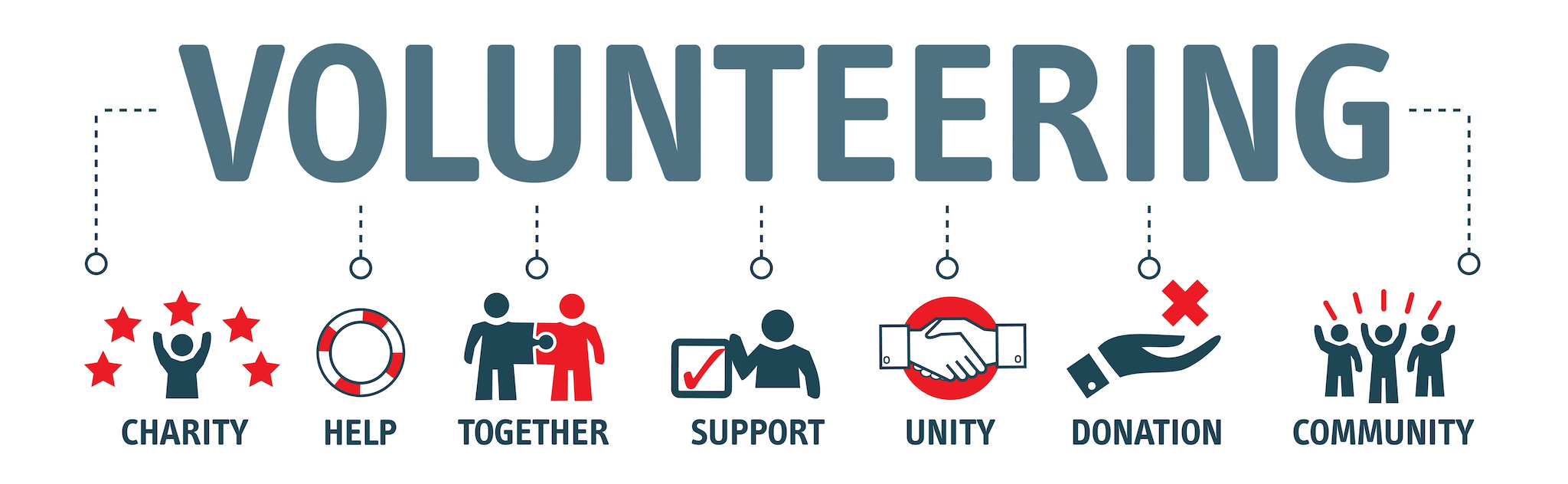 Banner Volunteer Voluntary Volunteering vector concept with icons